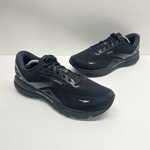 Brooks Adrenaline GTS 23 Men's Size 11.5 Wide 2E Triple Black - Missing Insoles - Picture 2 of 16